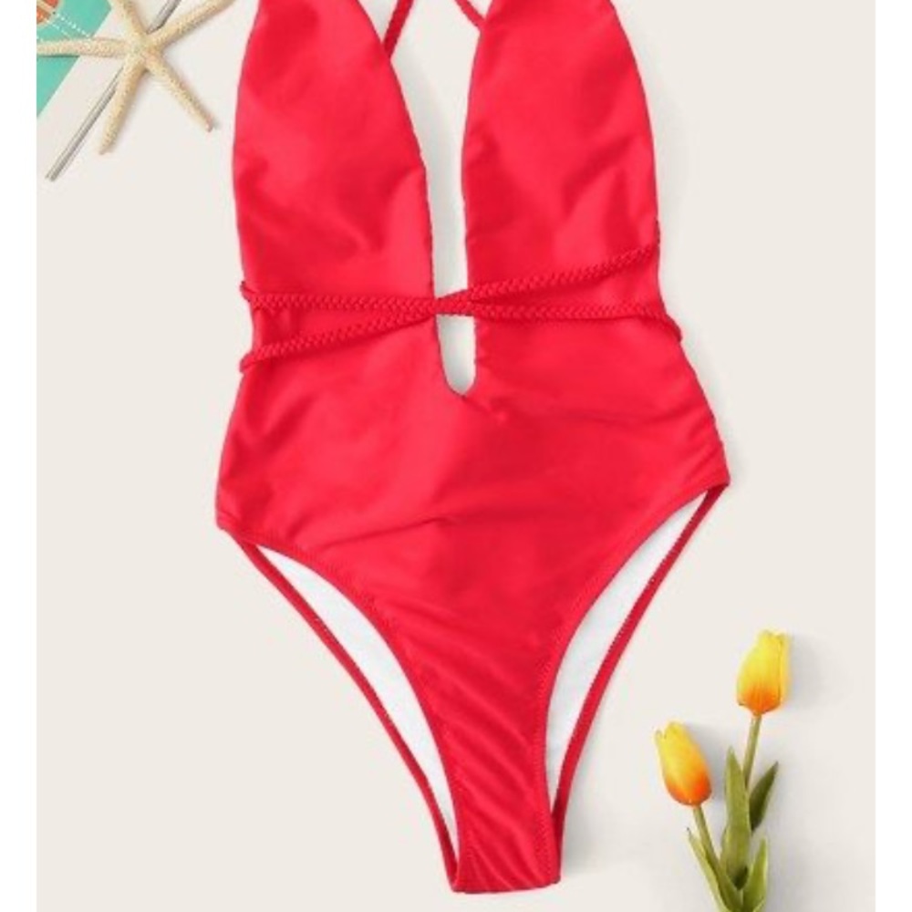 U-Plunge Criss Cross Backless One Piece Swimsuit